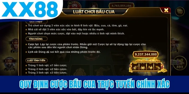 Quy định cược Bầu Cua trực tuyến chính xác